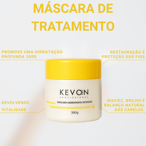 Kit Reconstrutor Intensiva Kevon Profissional – Shampoo 300ml + Máscara 300g | Hidratação, Restauração e Proteção Térmica
