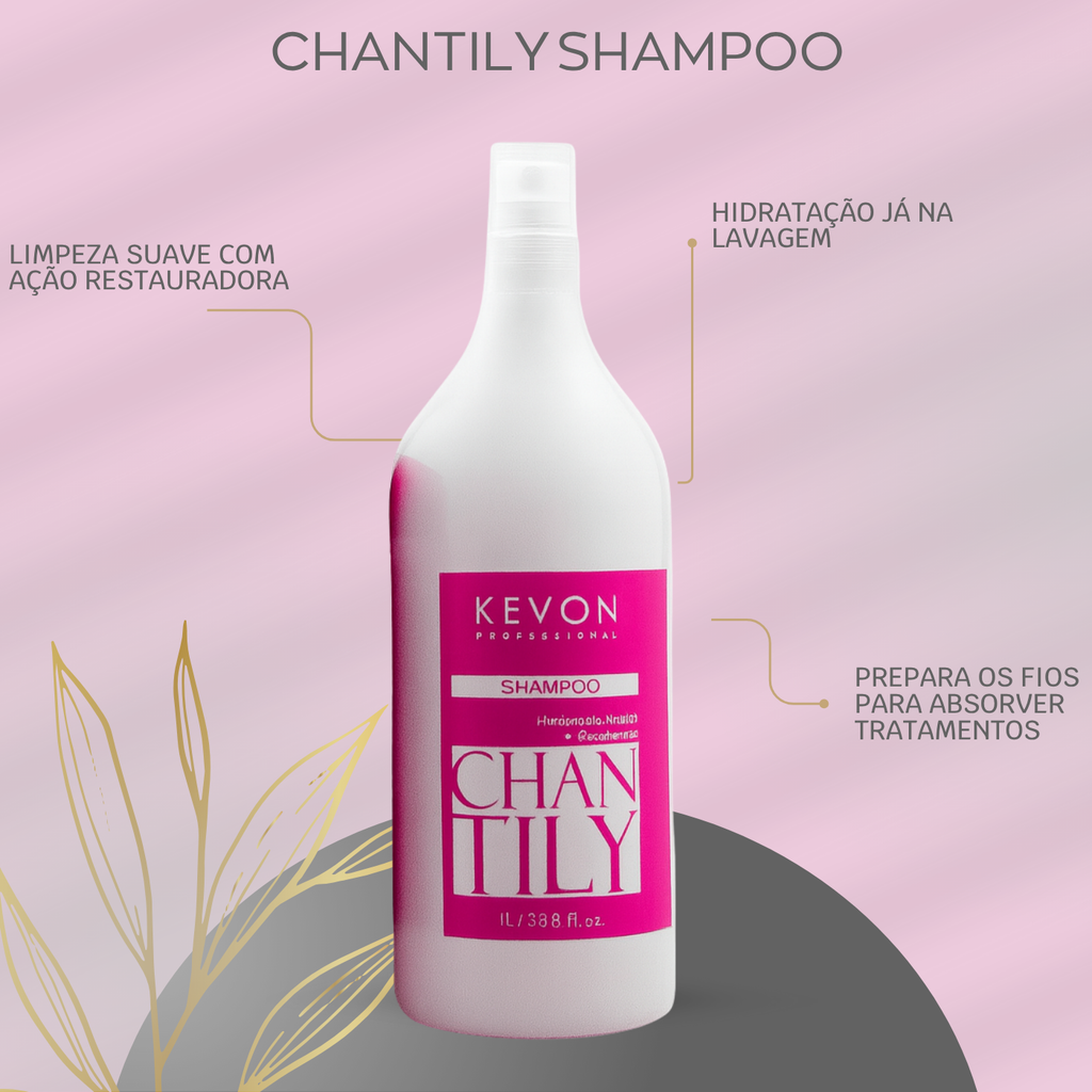 Kit Kevon Profissional Chantily - Shampoo 1L + Máscara 1Kg para Hidratação Profunda
