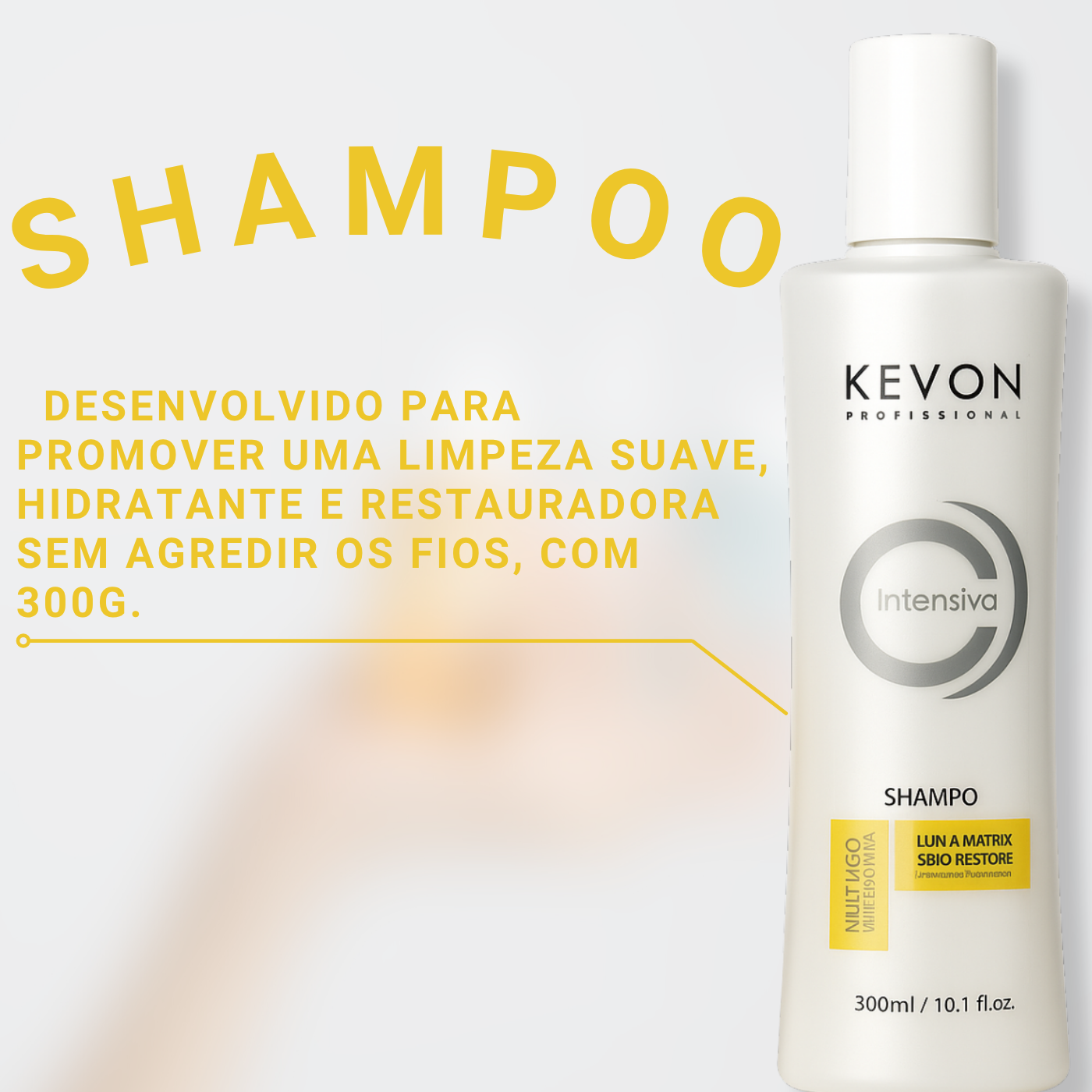 Kit Reconstrutor Intensiva Kevon Profissional – Shampoo 300ml + Máscara 300g | Hidratação, Restauração e Proteção Térmica