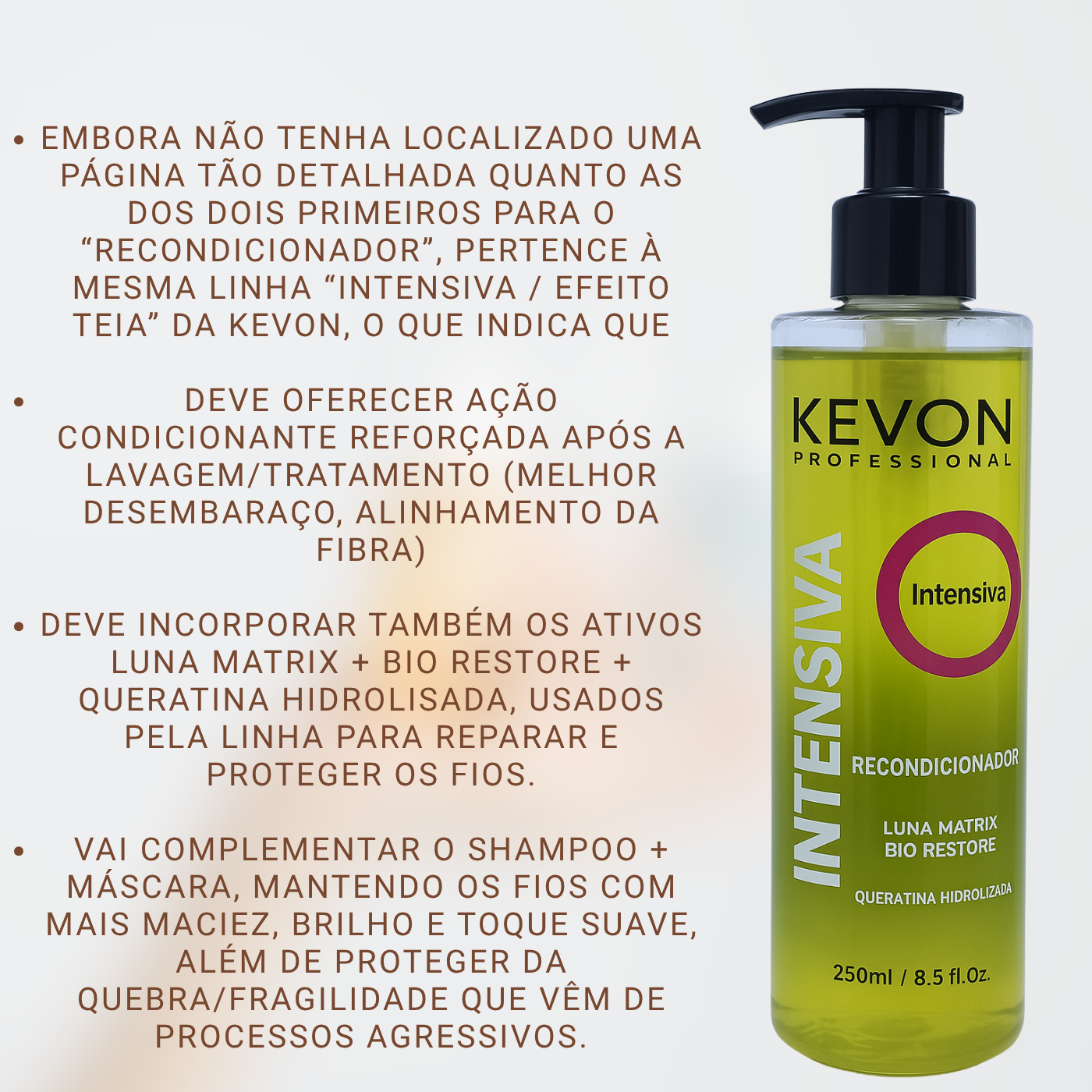 Linha Kevon Intensiva Efeito Teia: Reconstrução Capilar Profunda com Luna Matrix e Bio Restore