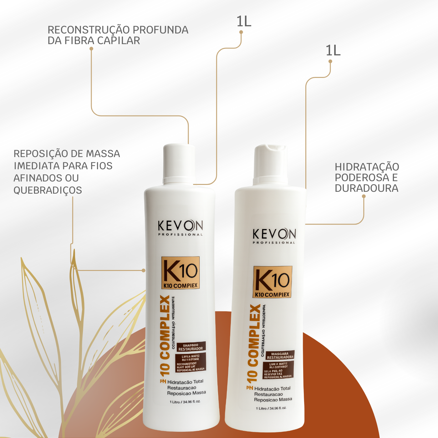 Kit Kevon K10 Complex BB-Cream (Shampoo + Máscara Restauradora 1L)
