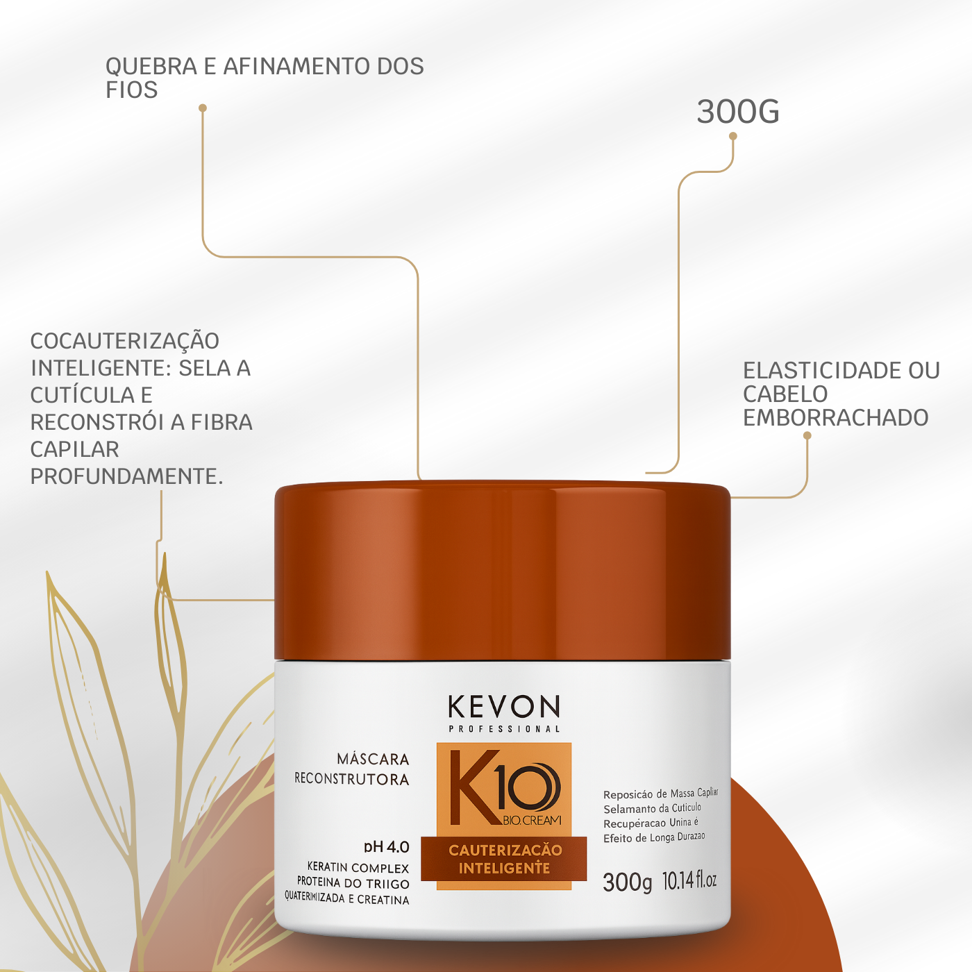 Máscara Reconstrutora K10 BB-Cream Cauterização 300g Kevon