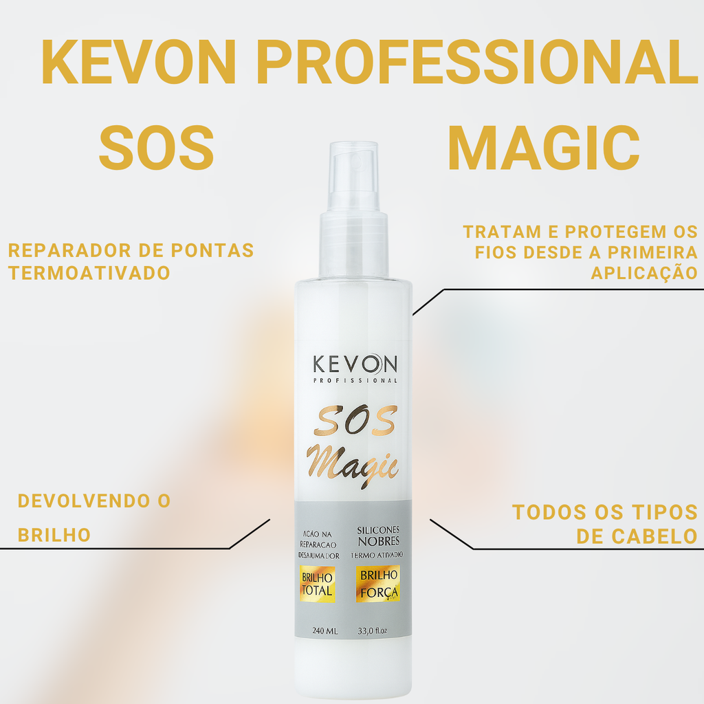 Leave-in Kevon SOS Magic 240ml – Reparação Instantânea, Brilho e Forç