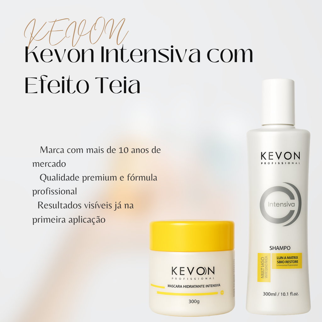 Kit Reconstrutor Intensiva Kevon Profissional – Shampoo 300ml + Máscara 300g | Hidratação, Restauração e Proteção Térmica