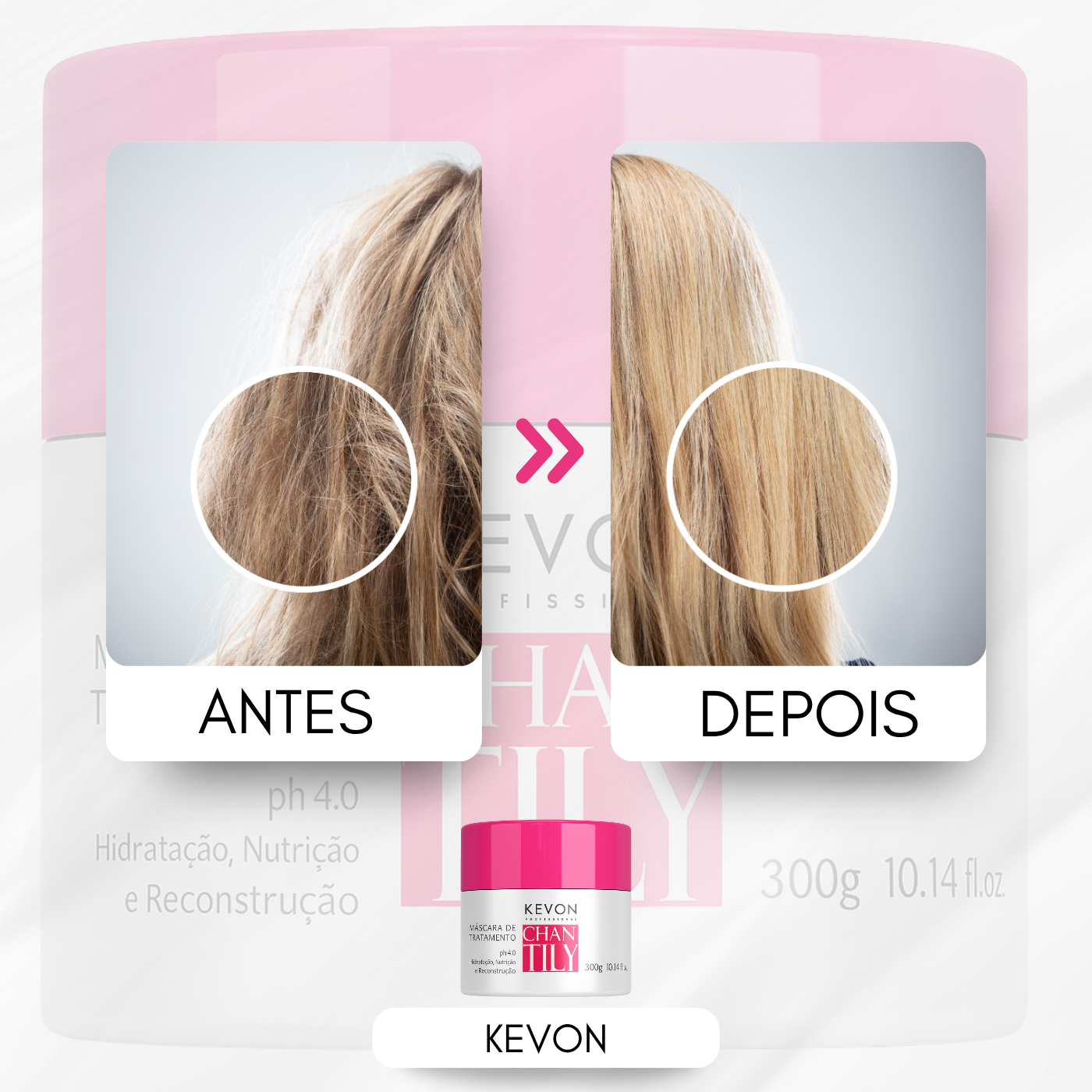 Máscara Kevon Chantily Hidratação Profunda pH 4 com Brilho e Fortalecimento 300g