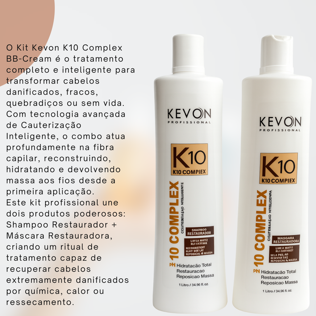 Kit Kevon K10 Complex BB-Cream (Shampoo + Máscara Restauradora 1L)