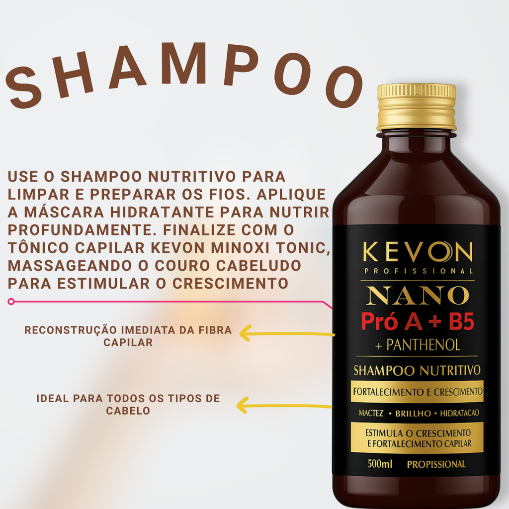 Kit Kevon Nano Pró A + B5 – Fortalecimento, Crescimento e Hidratação Capilar