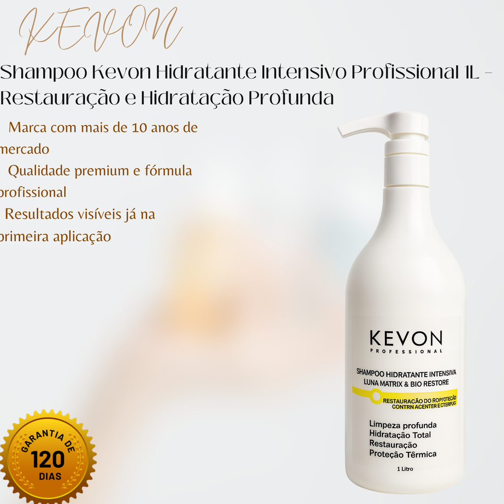 Shampoo Kevon Hidratante Intensivo Profissional 1L – Restauração e Hidratação Profunda