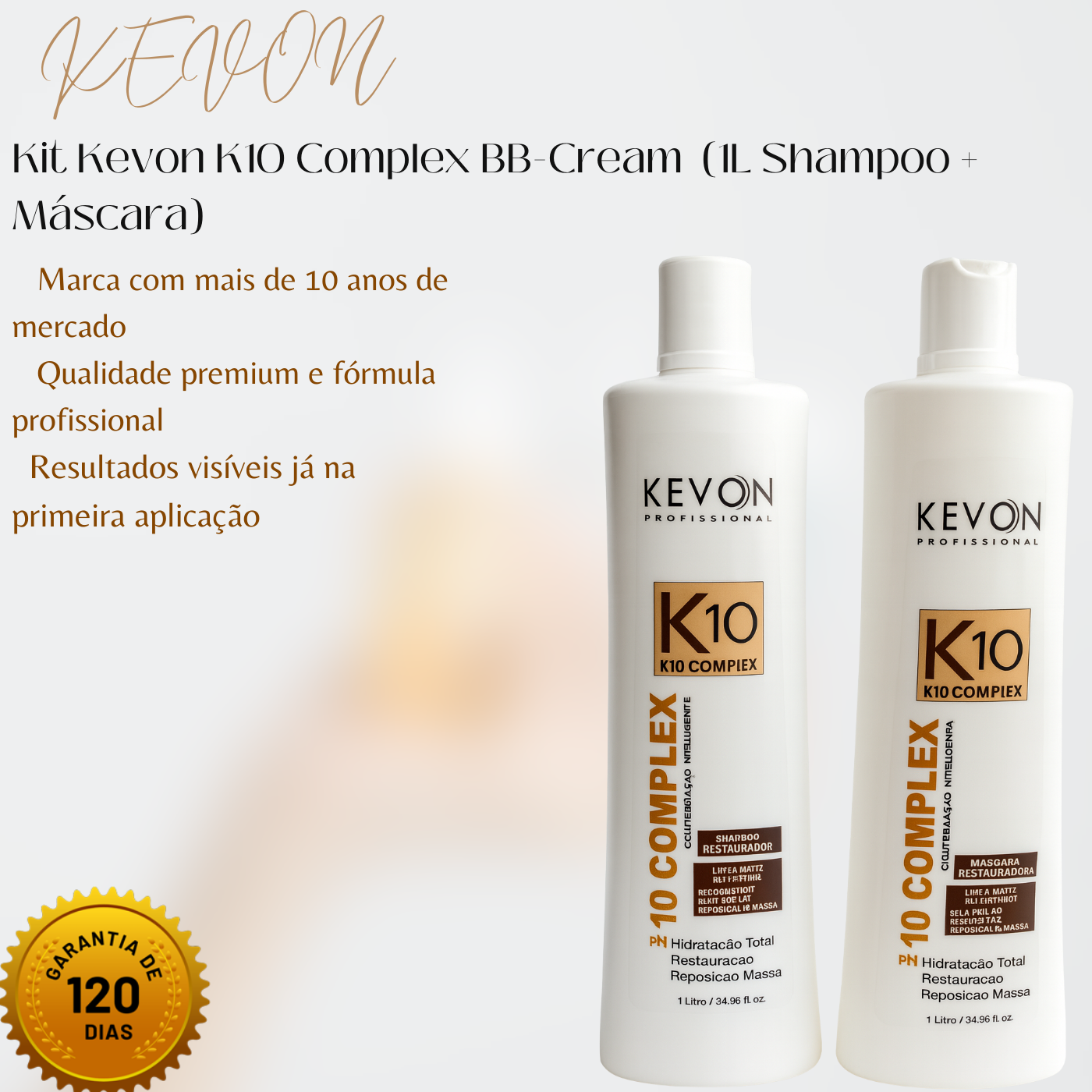 Kit Kevon K10 Complex BB-Cream (Shampoo + Máscara Restauradora 1L)