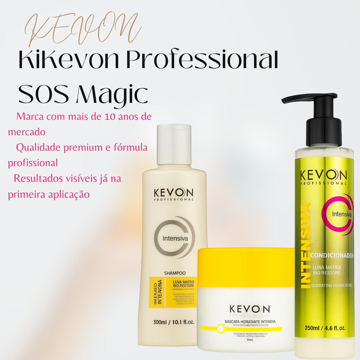 Linha Kevon Intensiva Efeito Teia: Reconstrução Capilar Profunda com Luna Matrix e Bio Restore