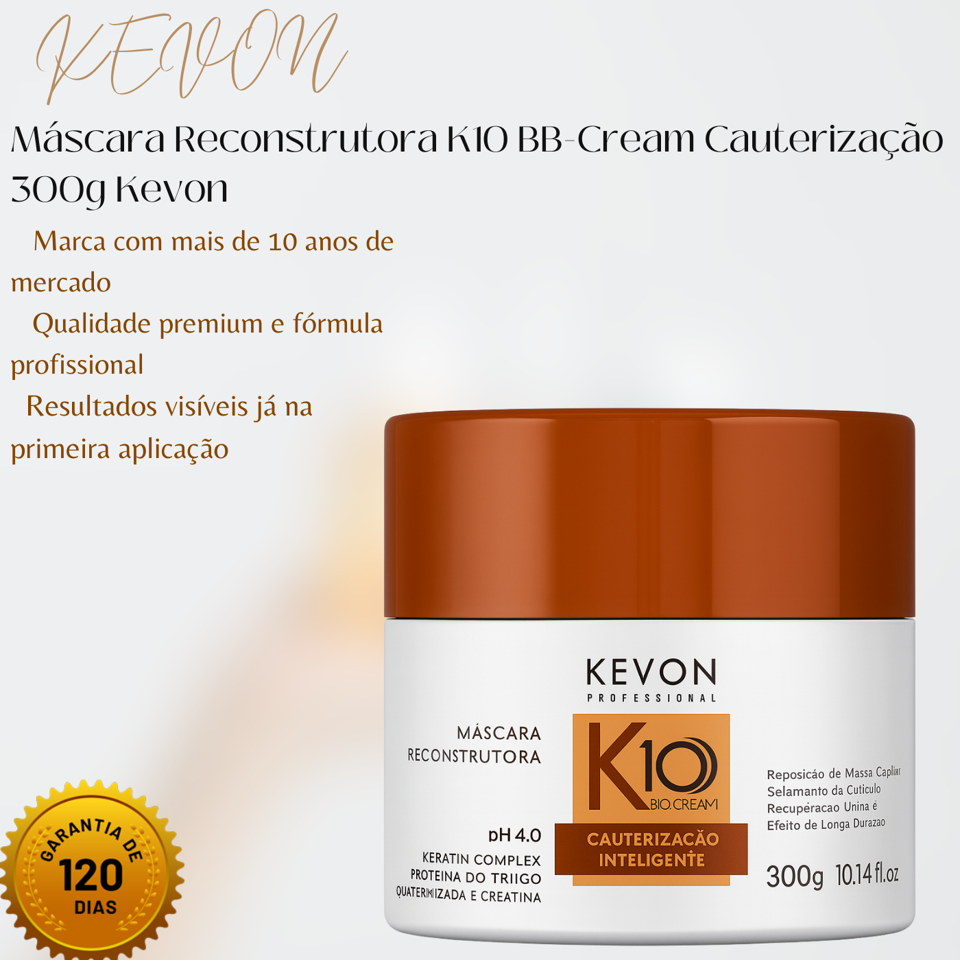 Máscara Reconstrutora K10 BB-Cream Cauterização 300g Kevon