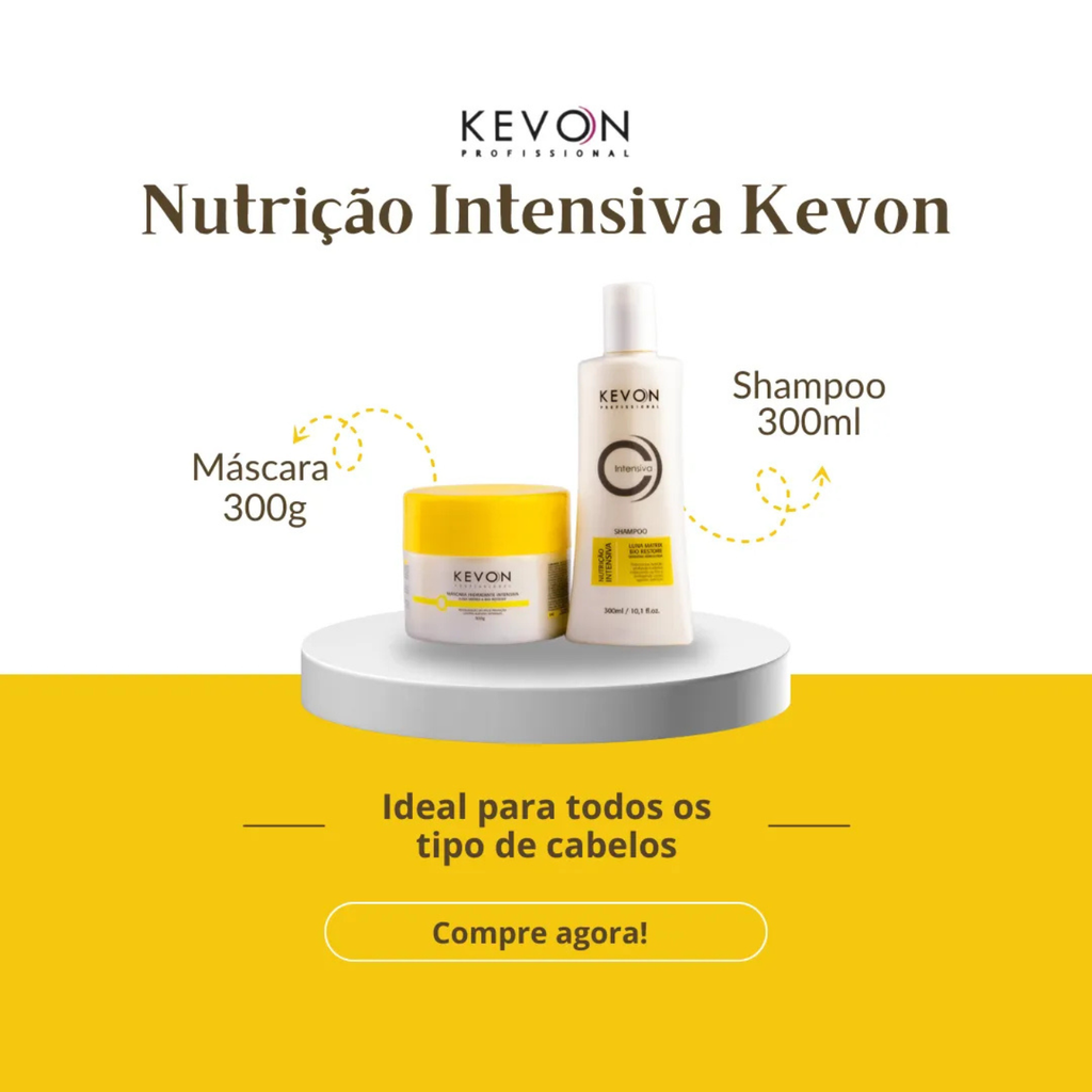 Kit Reconstrutor Intensiva Kevon Profissional – Shampoo 300ml + Máscara 300g | Hidratação, Restauração e Proteção Térmica
