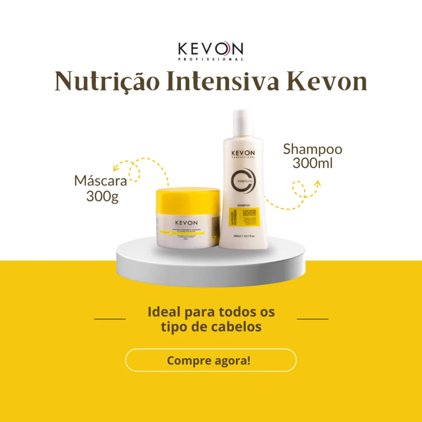 Kit Reconstrutor Intensiva Kevon Profissiona + Frete  – Shampoo 300ml + Máscara 300g | Hidratação, Restauração e Proteção Térmica (Cópia)