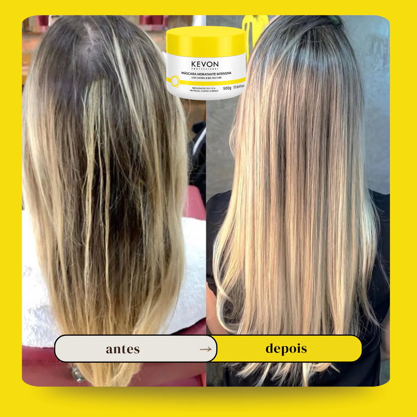 Kit Reconstrutor Intensiva Kevon Profissional – Shampoo 300ml + Máscara 300g | Hidratação, Restauração e Proteção Térmica FRETE GRÁTIS!
